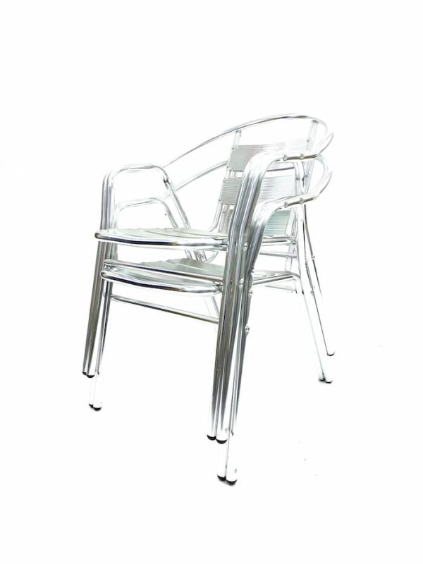 Aluminium Double Leg Chair - Two Stacked Side View - BE Furniture Sales