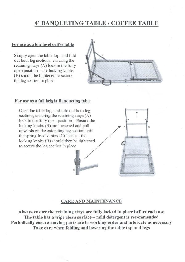 4ft Folding Plastic Table