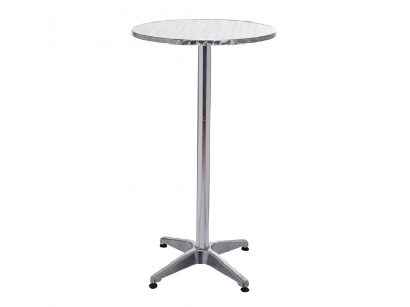 Aluminium Bar Table & 2 Red Plastic Bar Stools BE Furniture Sales