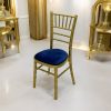 CC-01 Gold Chiavari Chair Gold Chiavari Chairs with blue Seat Pad - BE Furniture Sales
