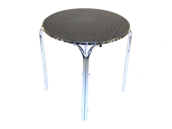 Aluminium Round Table - 70cm Dia Rolled Edge Table - BE Furniture Sales