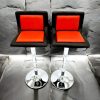 SM-5125 Red Stool x2 Red & Black Leather Bar Stools