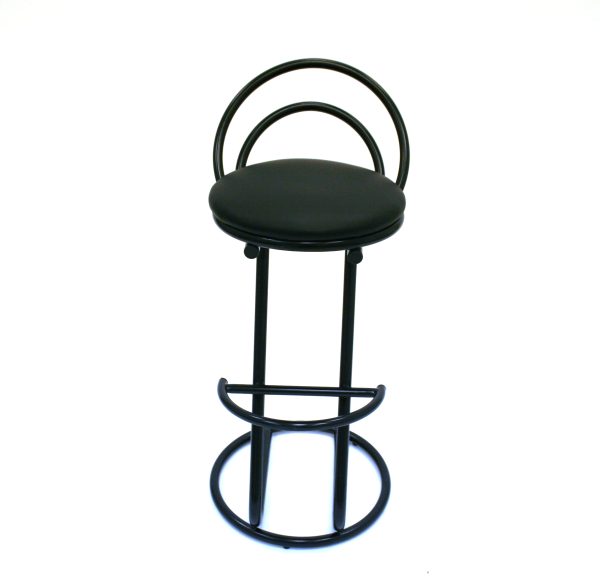 Black cobra bar stools with a black metal frame - BE Event Hire