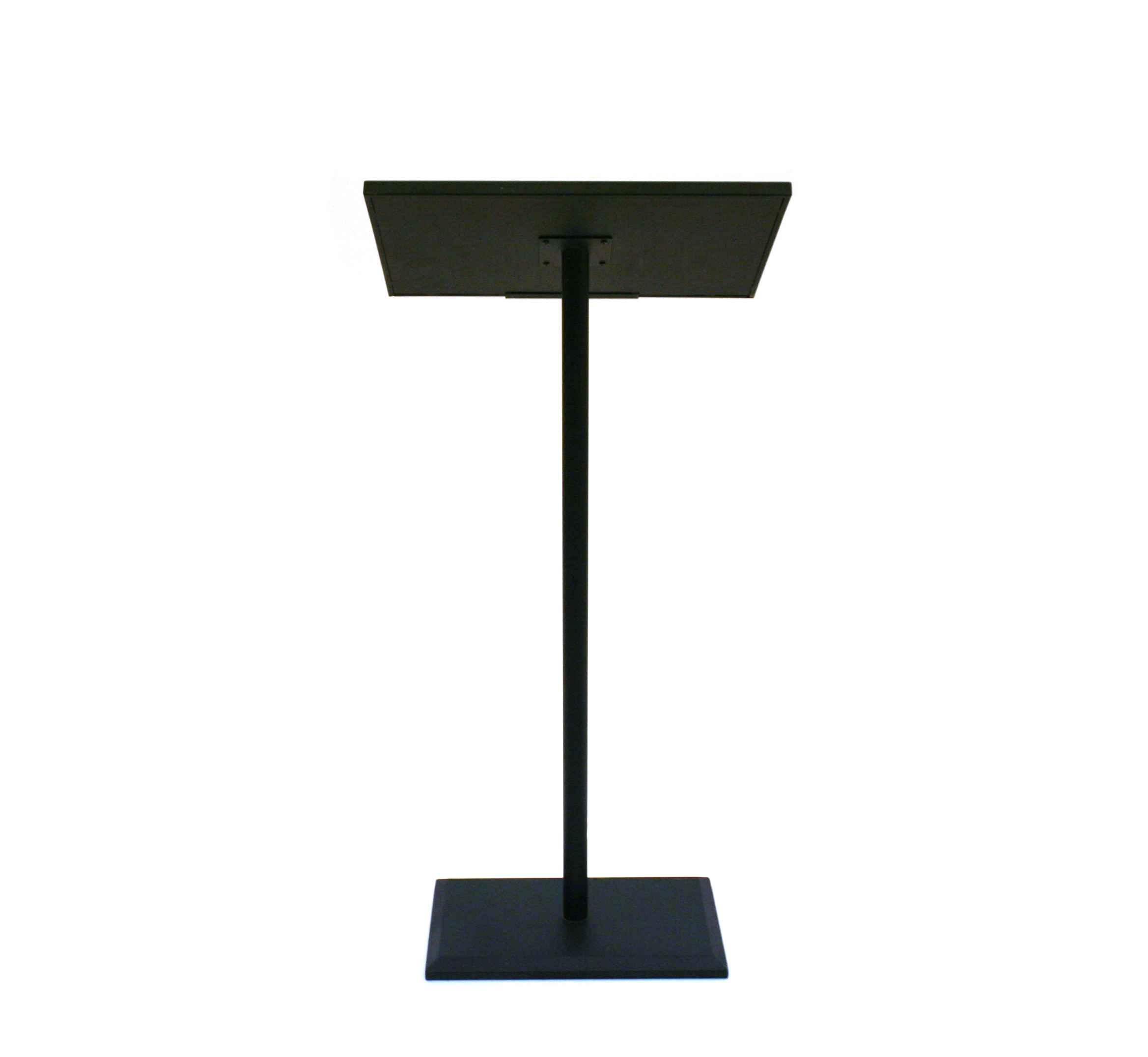 Black powder coated carbon steel lectern with attached ring binders - BE Event Hire
