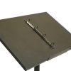 Black powder coated carbon steel lectern with attached ring binders - BE Event Hire Black powder coated carbon steel lectern with attached ring binders - BE Event Hire