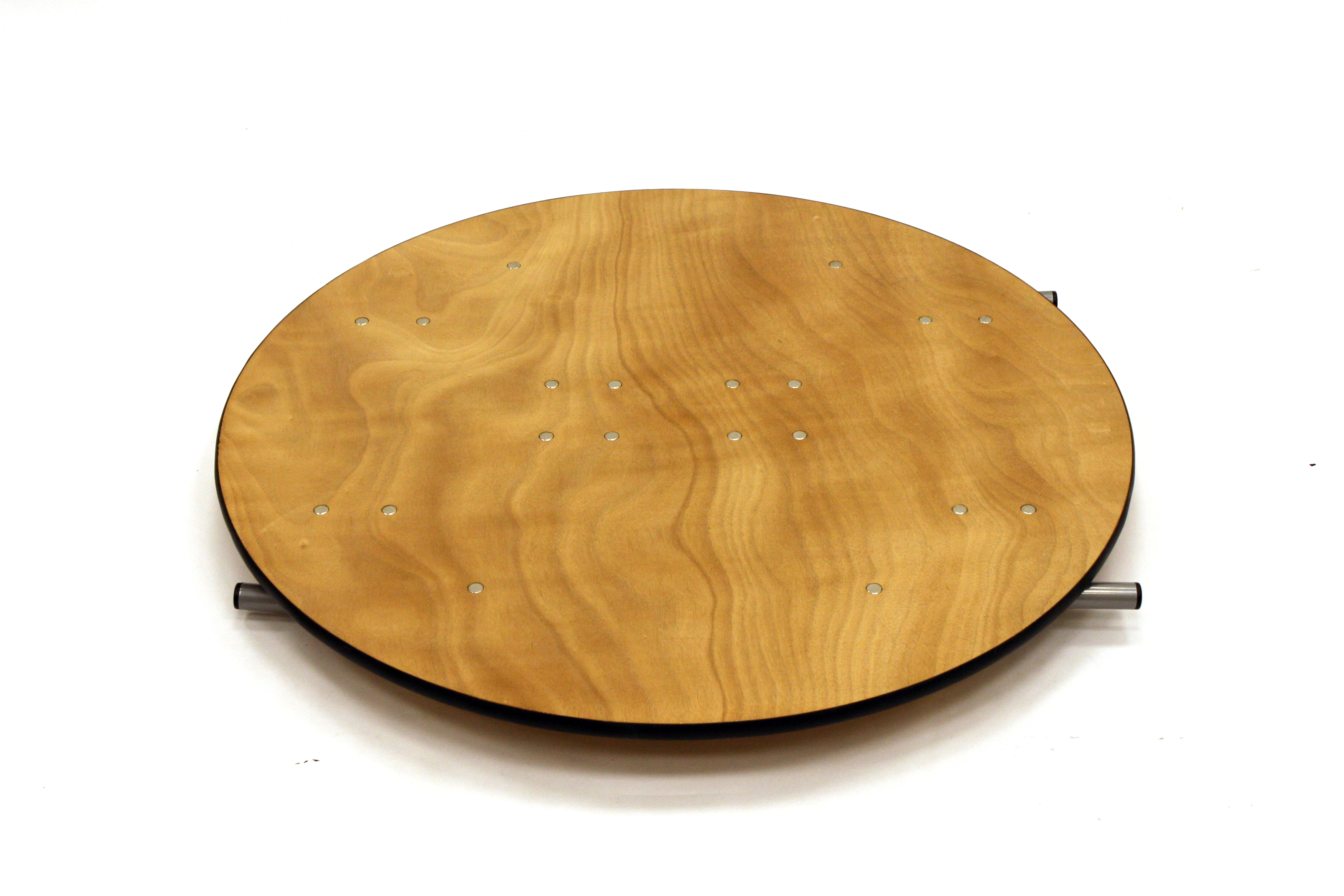 3' Diameter (91.5cm) varnished plywood top round tables with steel folding legs - BE Event Hire
