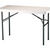 Sturdy 4' x 2' blow mold plastic table with steel folding legs - BE Event Hire