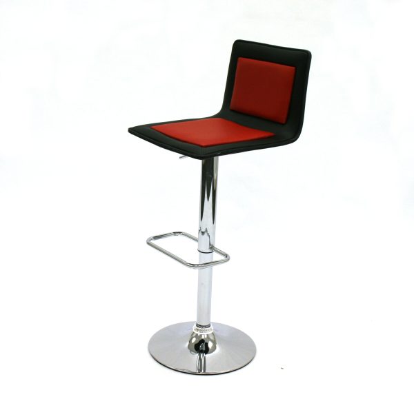 Black & Red Leather Bar Stools - Ex Hire - BE Furniture Sales