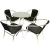 Black Rattan Garden Set - Round Pedestal Table & 4 Chair Set - BE Furniture Sales