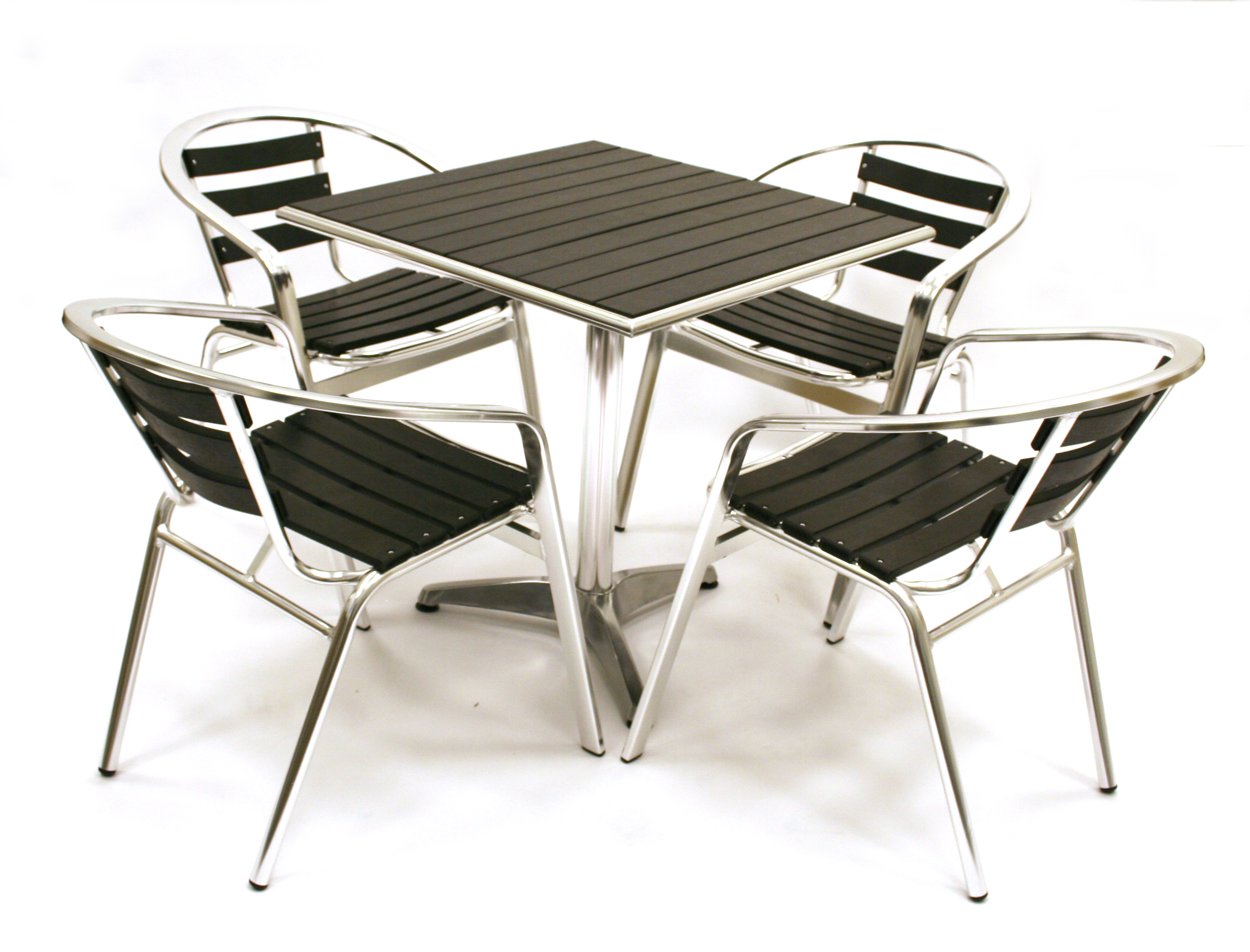 Black weatherproof Durawood Table & Chairs Garden Patio furniture BE
