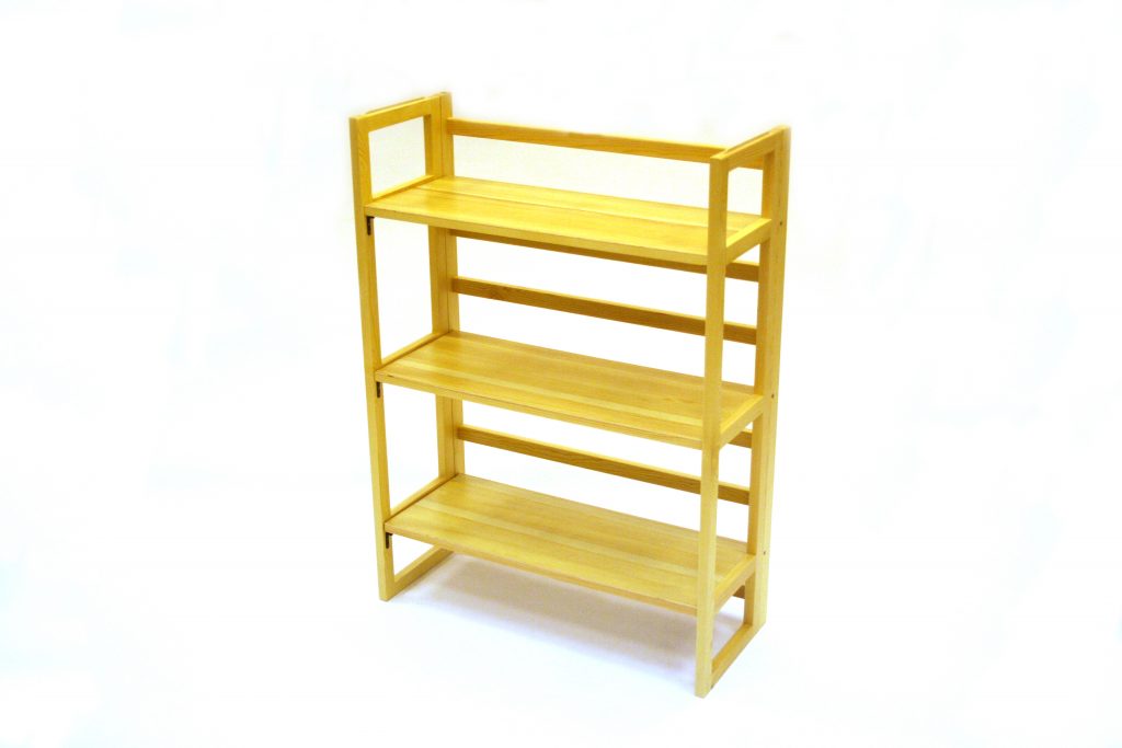 Stacking Wooden Book Shelves 3 Tier, Collapsible Wooden Bookshelves