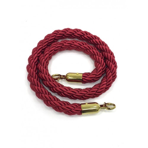 Twisted Barrier Rope (Red) Gold Hook Ends BE Furniture Sales