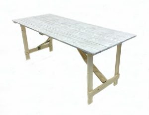 Distressed Wood Trestle Table - 6' by 3' - BE Furniture Sales
