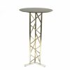 Stainless Steel Bar Table - Black Wooden Table Top - BE Furniture Sales