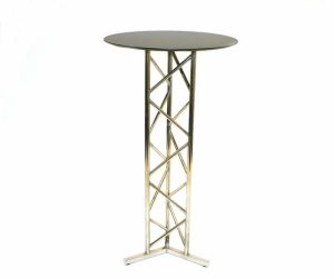 Stainless Steel Bar Table - Black Wooden Table Top - BE Furniture Sales