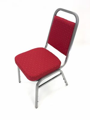 Red Banqueting Chairs with Silver Frame - Budget - BE Furniture Sales