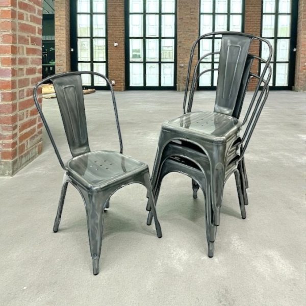 Silver Metal Tolix Chairs - Cafe's, Bistros - BE Furniture Sales