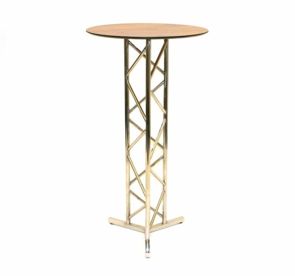 Stainless Steel High Bar Table - Oak Effect Table Top - BE Furniture Sales