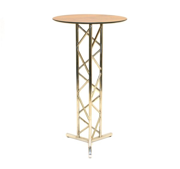 Stainless Steel High Table - Oak Effect Table Top - BE Furniture Sales