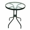 Glass Garden Table - Black Frame, 60cm Dia - BE Furniture Sales