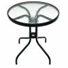Round Glass Garden Table - Black Frame, 60cm Diameter - BE Furniture Sales