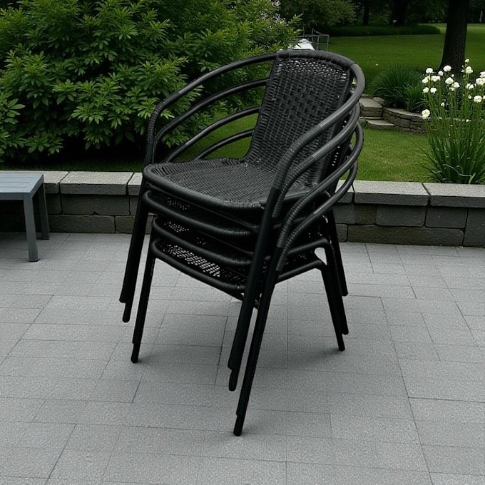 Black Framed Rattan Chairs
