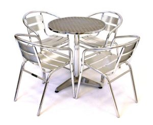 fish & chip shop aluminium cafe table and chair set - BE Furniture Sales