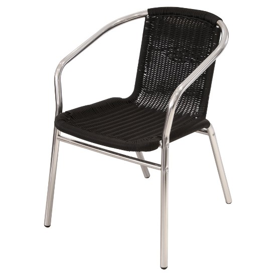 fish & chip shop black rattan aluminium chair - BE Furniture Sales