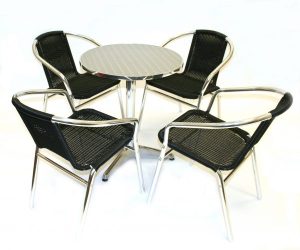fish & chip shop black rattan furniture table and chair set - BE Furniture Sales