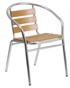 fish & chip shop wood effect aluminium chair - BE Furniture Sales