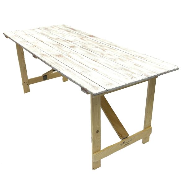 Distressed Limewash Trestle Tables