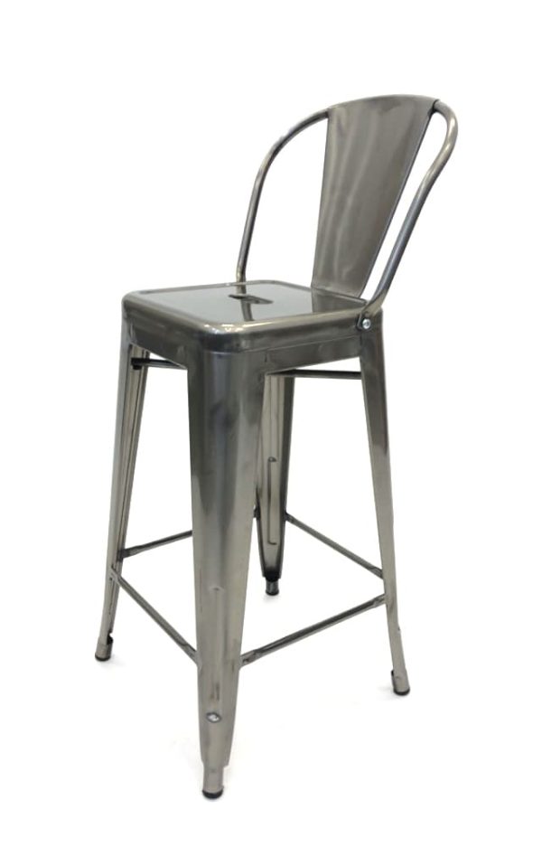 Silver Metal Tolix Counter Stools - Restaurant, Cafe's, Bistros - BE Furniture Sales