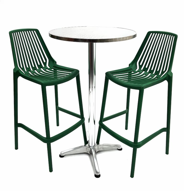 Plastic bar table and on sale stools