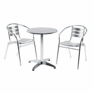 Aluminium Cafe Set - Round Table & 2 Chair Set - BE Furniture Sales