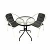 Black and Glass Table and 2 Black Rattan Chairs - BE Furniture Sales