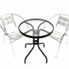 Aluminium Cafe Set - Round Glass Table & 2 Chair Set - BE Furniture Sales