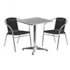 Aluminium Garden Set - Square Pedestal Table & 2 Black Rattan Chairs - BE Furniture Sales