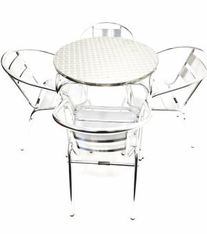 Aluminium Bistro Set - Round Table & 4 Chair Set - BE Furniture Sales