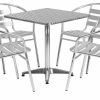 Aluminium Bistro Set - Square Pedestal Table & 4 Chair Set - BE Furniture Sales