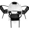 Black Garden Set - Aluminium Square Table & 4 Rattan Steel Chairs - BE Furniture Sales