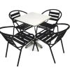 Black Steel Garden Set - Square Pedestal Table & 4 Chairs - BE Furniture Sales
