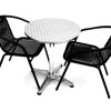Black Balcony Set - Round Pedestal Table & 2 Rattan Steel Chairs - BE Furniture Sales