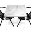 Black Garden Set - Aluminium Square Table & 2 Rattan Steel Chairs - BE Furniture Sales