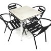 Black Garden Set - Aluminium Stacking Table & 4 Black Steel Chairs - BE Furniture Sales