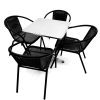 Black Garden Set - Square Pedestal Table & 4 Rattan Steel Chairs - BE Furniture Sales