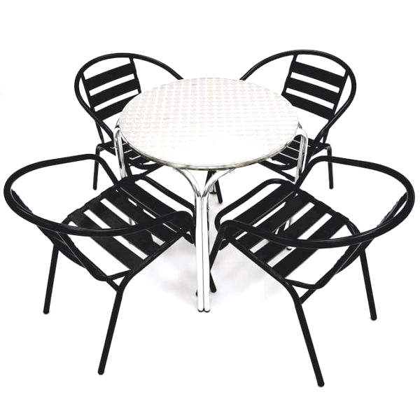Black Garden Set with Stacking Aluminium Table - BE Furniture Sales