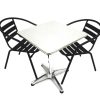 Black Steel Garden Set - Square Pedestal Table & 2 Black Steel Chairs - BE Furniture Sales
