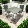 GS-RG51X2 Set Square Aluminium Table & 2 Grey Rattan Chairs Set