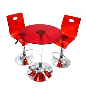 Red Acrylic Table & Stool Set
