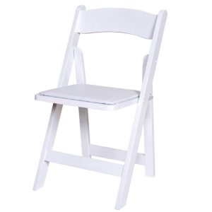 EX HIRE White Wooden Folding Chairs - BE Furniture Sales